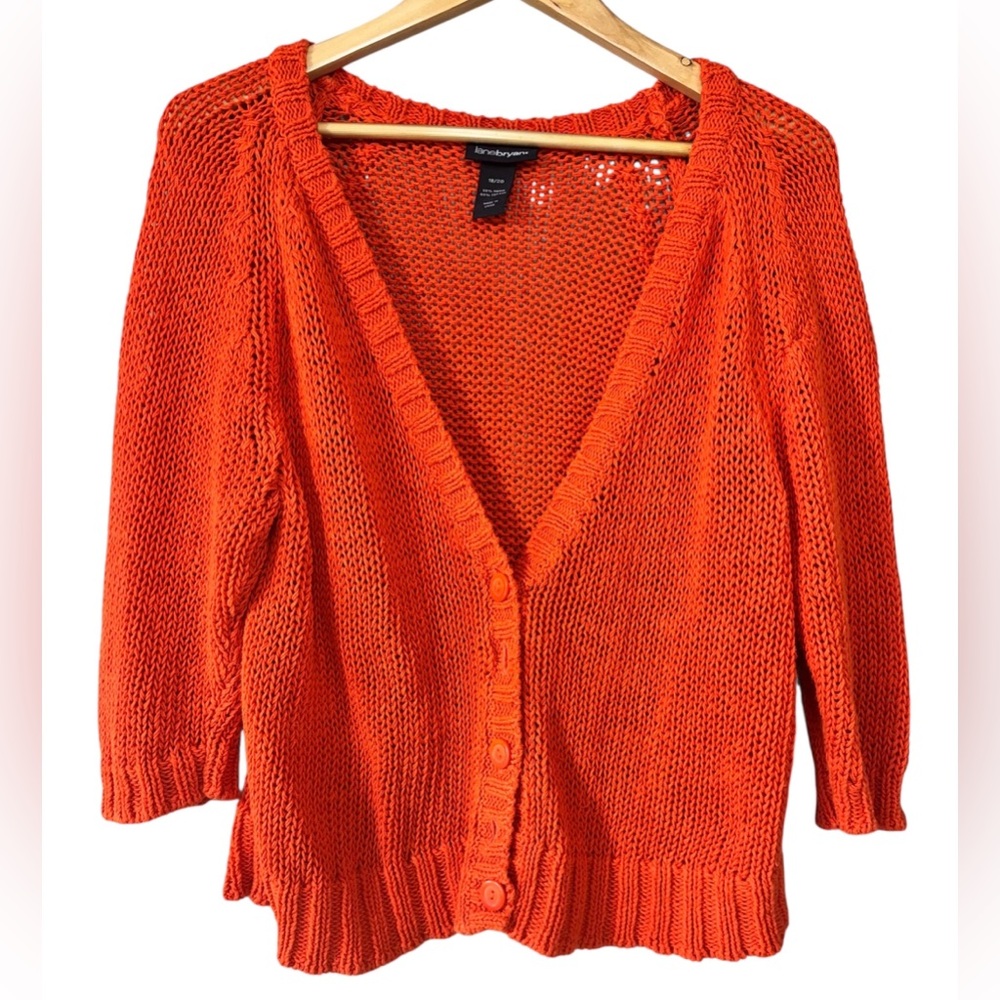 Lane Bryant Orange Button-Up Women's Sweater Crochet Cardigan | Women’s 18/20